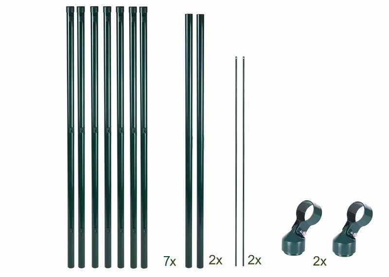 Zaunpfostenset Metall 105cm Grün 7 Stück