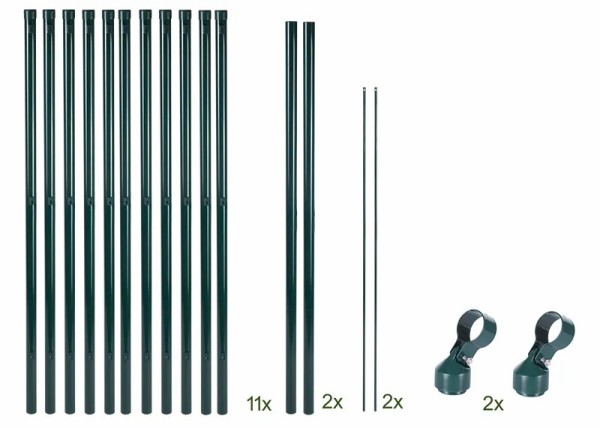 Zaunpfostenset Metall 175cm Grün 11 Stück