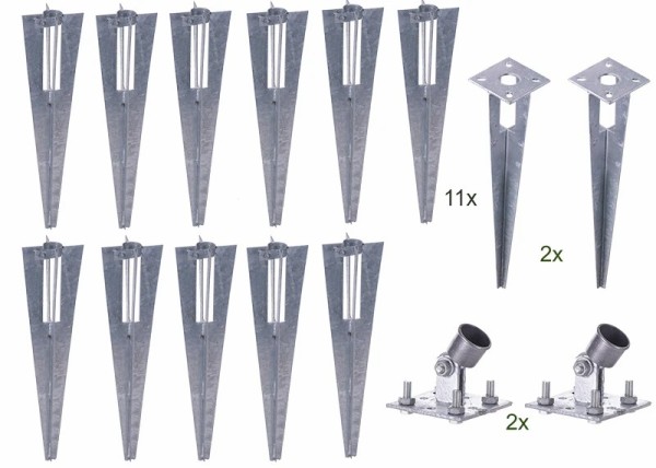 Pfostenhalter Set 11x für Rundpfosten 34mm