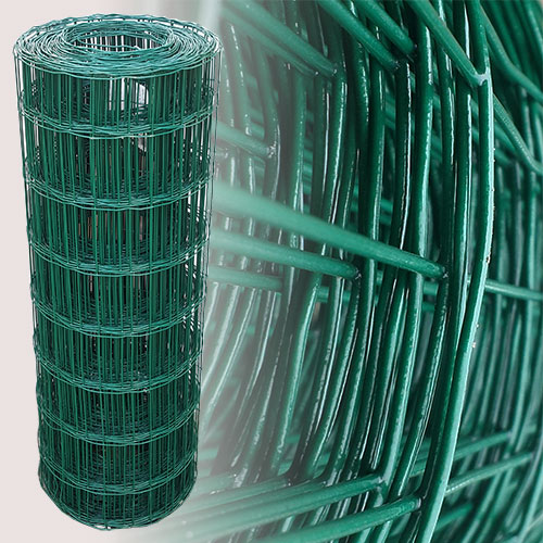 PVC Coated Wire Mesh Fencing 25m 80cm 82ft 2.6ft Green Galvanized