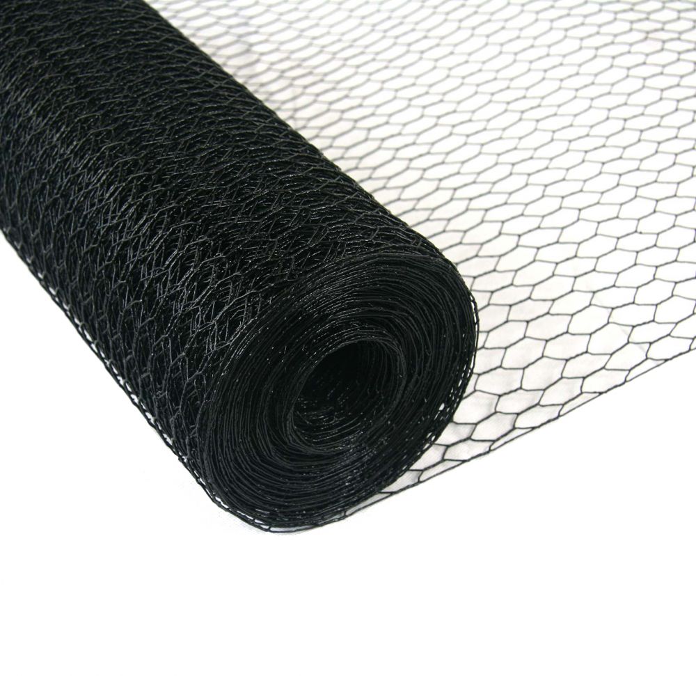50m x 1m 13mm Mesh Black Chicken Rabbit Wire Roll Woven Metal Fence